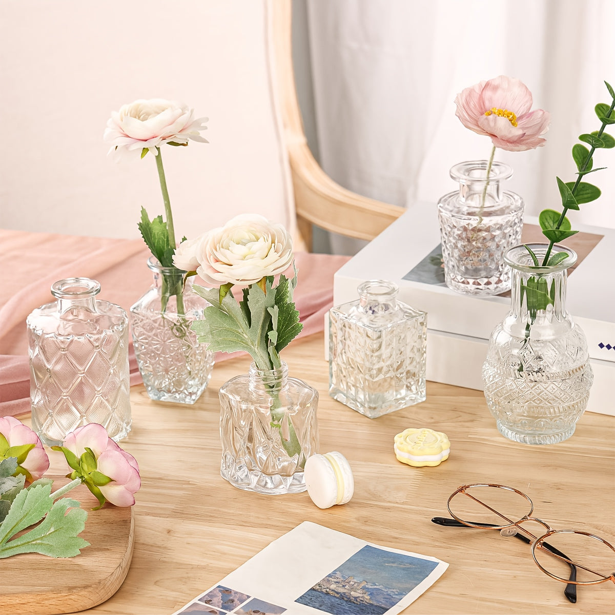 Clear Glass Bud Vases Bulk Set 12/24/64pcs - Small Flower Vases for Rustic Wedding Centerpieces, Banquet, Party & Festival Table Decor, Halloween & Christmas Home Restaurant Decoration