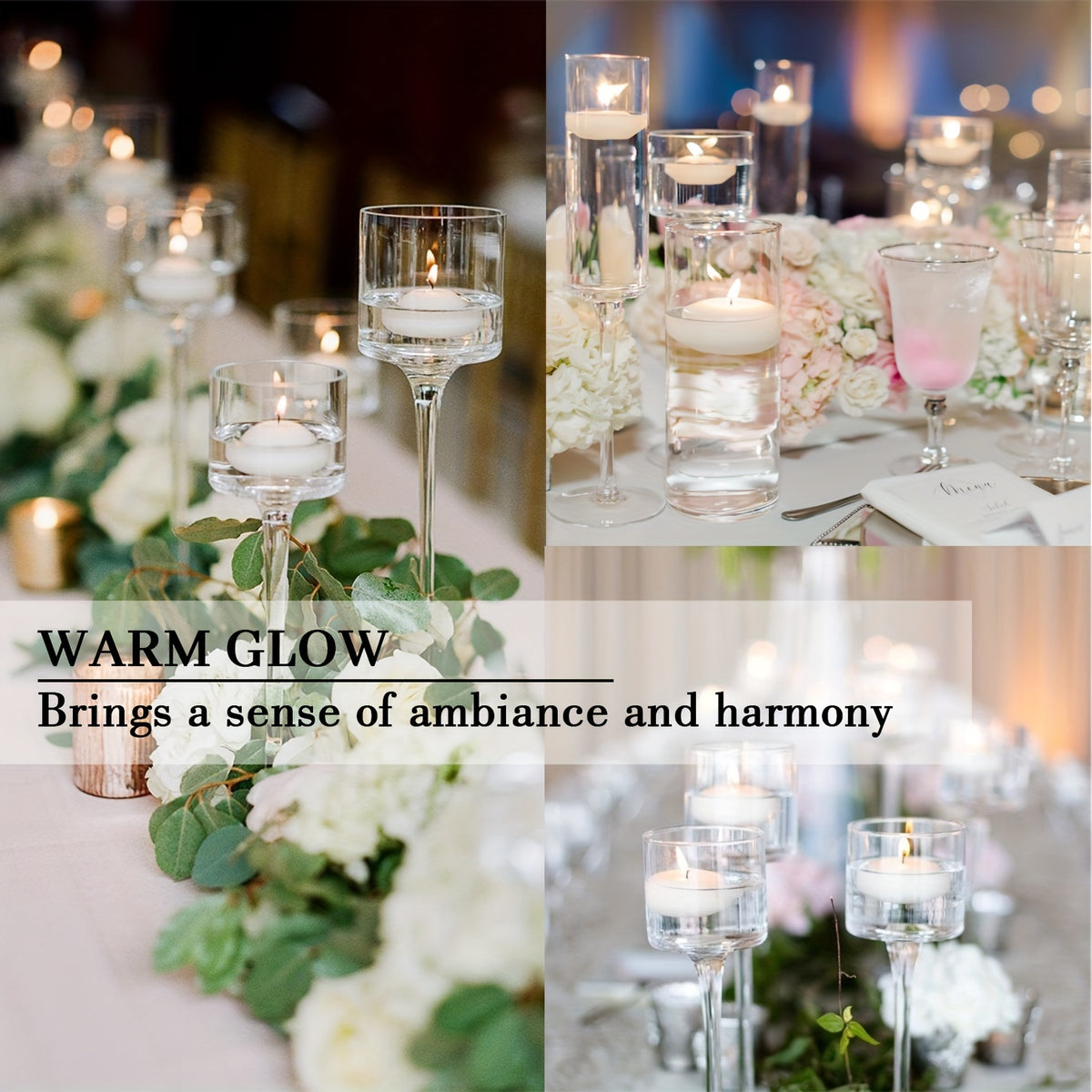 Floating Candles 50 Pack 2 Inch Small Round Unscented Dripless Candles for Wedding Centerpiece Pool Bowl Vase Halloween Christmas Holiday Table Decoration