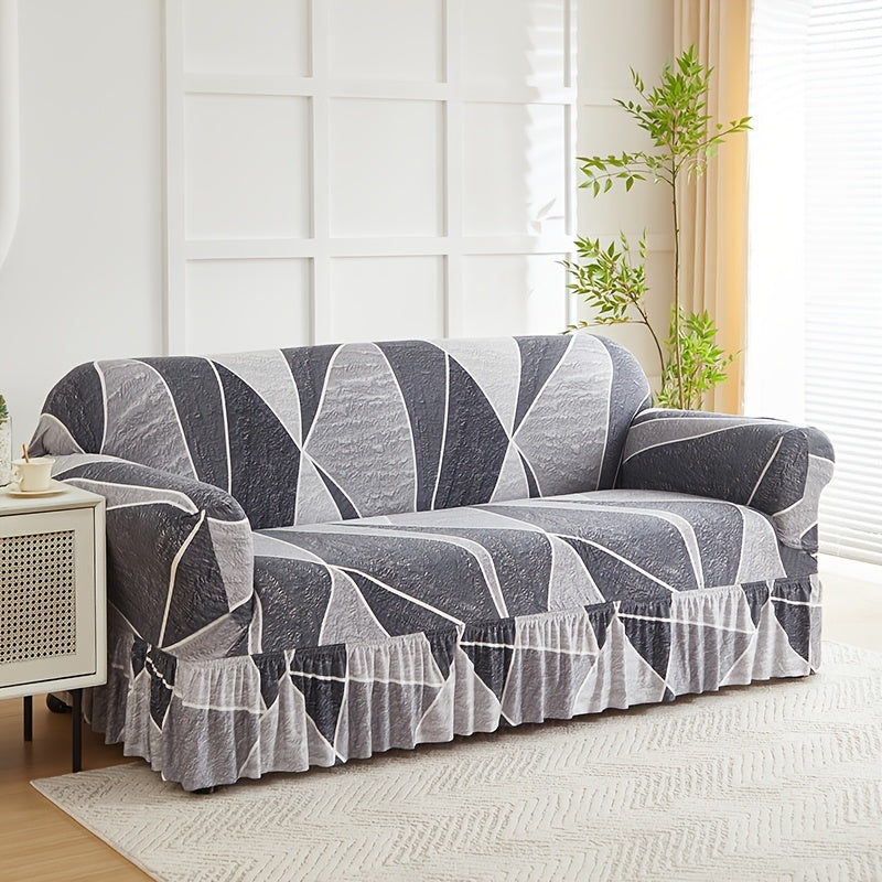 Printed Skirt Sofa Slipcover 1pc - Elastic Pet Anti-Dirt All-Purpose Sofa Protection Cover for Living Room Home Decor Sofa Cushion Cover
