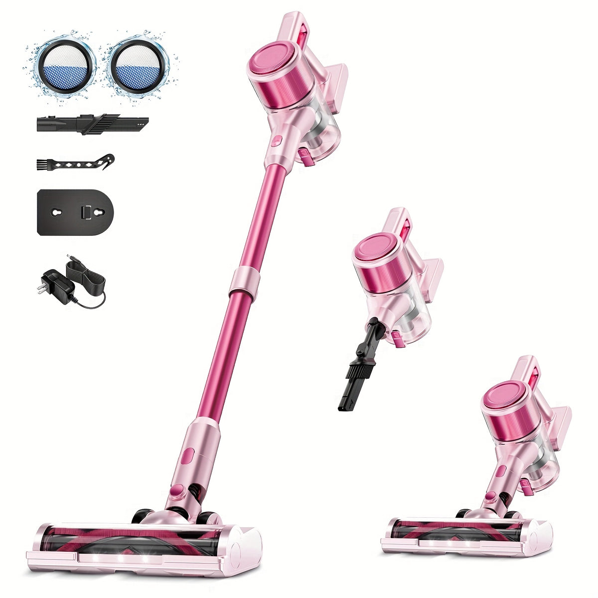30-60Kpa Stick Vacuum Cleaner Cordless & Corded 55Min Runtime Anti-Tangle Lightweight Handheld for Hardwood Floor Carpet Pet Hair 5 Colors
