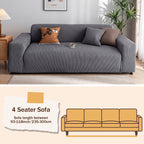 Chenille Sofa Cover Textured Stripe Elastic Full Cover Non-Slip Washable Scratch-Resistant Couch Slipcover for 1 2 3 4 Seater Living Room Office Green Gray Coffee Beige