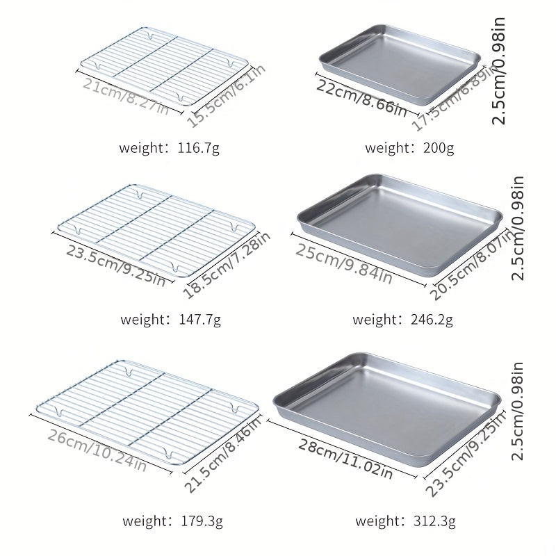 Baking Pan Set with Cooling Rack Large Stainless Steel Cookie Sheet Non-Toxic Durable Easy Clean Professional Oven Tray for Baking Roasting Holiday Baking