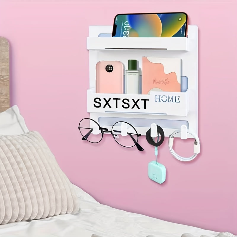 Self-Stick Bedside Floating Wall Shelf – No-Drill Wall Mount Bedroom Storage Organizer for Girls Room Aesthetic Decor, Cute Bedside Accessories Shelf for Bedroom Organization