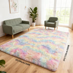 Rainbow Shag Area Rug Tie-Dye Fluffy - Soft Non-Slip Machine Washable Carpet for Living Room Bedroom Dining Room Home Office, 4 Sizes