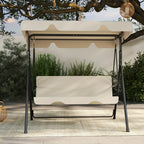 Outdoor Patio Swing Glider with Canopy & Heavy Duty Stand, Adjustable Bracket, Rust-Proof Powder Coated Frame, Sun Shade Polyester Canopy, Adult Porch Swing for Garden, Lawn and Backyard