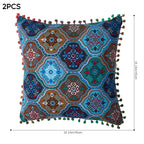 2-Pack Turkish Moroccan Throw Pillows with Inserts Reversible Floral Boho Decorative Pillow 18x18 Inch Polyester Square Cushion Zip Cover for Sofa Couch Bedroom Living Room 7 Colors
