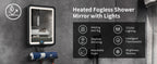 Heated Fog-Free Shower Mirror with LED Light 9.5x7 Inch | Detachable Fogless Bath Mirror with Shaving Foam Base, 2 Razor Holders & 3-Color Adjustable Brightness