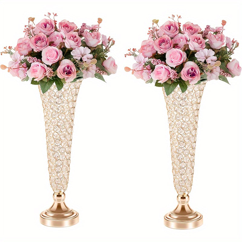 Crystal Glass Tall Vases 20 Inch Set of 2 – Elegant Centerpiece Vases for Wedding Celebrations, Dining Tables, Birthdays & Home Decoration