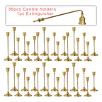 Copper Taper Candle Holders Set 30/36/48 Pcs Retro Minimalist Candlestick for Dining Table Wedding Birthday Christmas Fireplace Home Decor