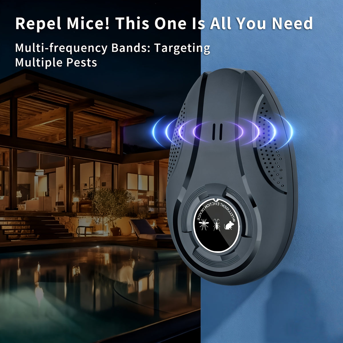 Electronic Soundwave Pest Repeller USB Powered Frequency Conversion Insect Repellent Chemical-Free for Home Shop Warehouse Office Low Voltage Multifunctional