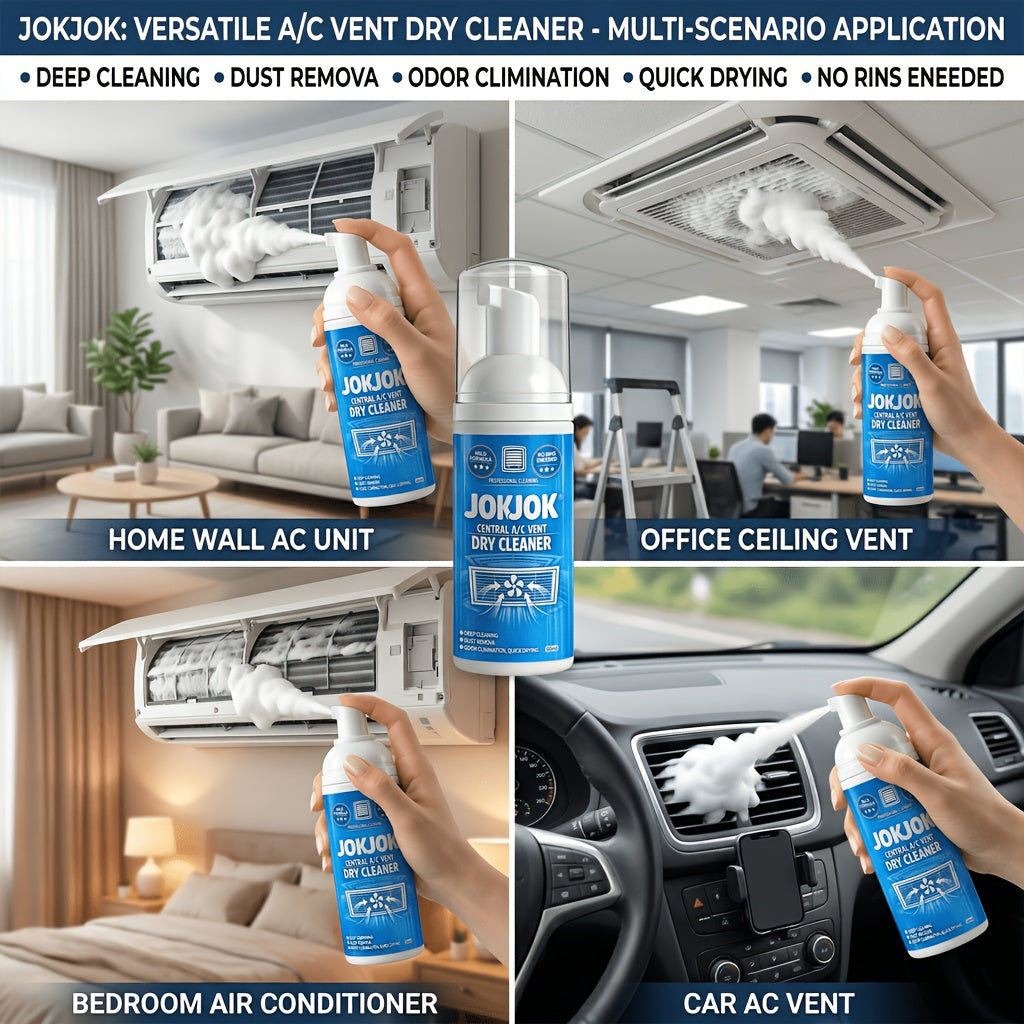 Air Conditioner Foam Cleaner No Disassembly 60ml for Central AC Vent Coil Internal System Dissolves Dirt Dust Mold Works on RV Window Mini-Split AC Units