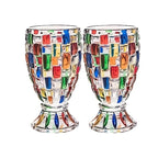 Colorful Geometric Rim Stemless Wine Glasses Set Shatterproof Drinkware for Champagne Cocktail Whiskey Iced Tea – 2 or 6 Pack Gift for Parties