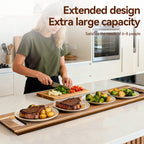 Extra Large Acacia Wood Charcuterie Board 36x12 Inch with Handles and 2 Stands - 3ft Rectangular Cheese and Meat Serving Platter for Party Entertaining - Oversized Grazing Board Gift
