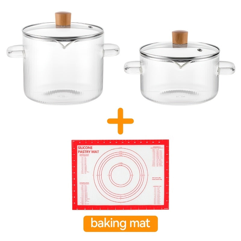 Borosilicate Glass Pots with Lids Set of 2 Stovetop Safe 78Oz & 54Oz Saucepan for Soup Ramen Milk Heat Resistant