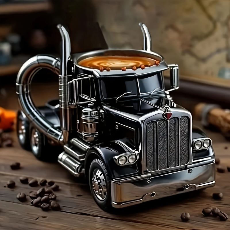 Truck Shaped Coffee Cup Handmade Semi-Truck Mug – Unique Creative Drinkware for Coffee & Tea – Novelty Trucker Gift for Halloween, Birthday & Christmas
