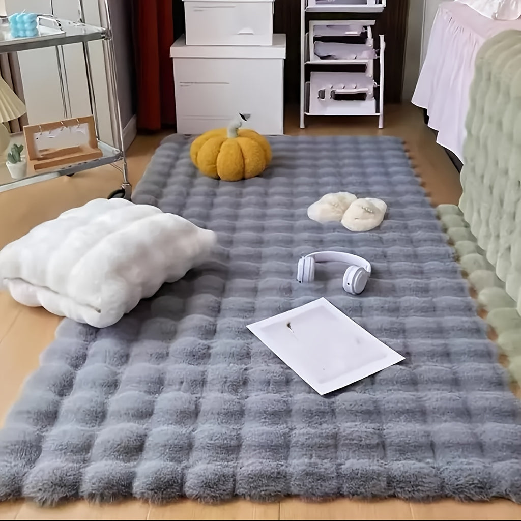 Thick Plush Bubble Area Rug – Fluffy Soft Indoor Mat for Living Room, Sofa Side & Bedside, Solid Color, Hand Wash | Gray | 31x71 & 47x71 in | Nuvia Haven