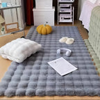 Thick Plush Bubble Area Rug – Fluffy Soft Indoor Mat for Living Room, Sofa Side & Bedside, Solid Color, Hand Wash | Gray | 31x71 & 47x71 in | Nuvia Haven
