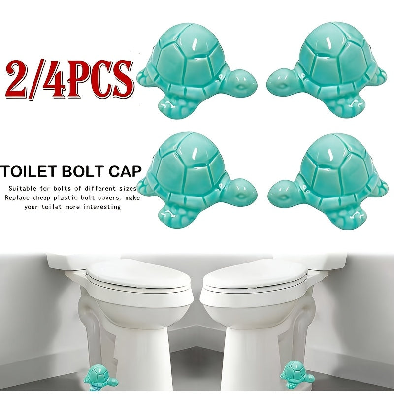 Decorative Toilet Bolt Caps, Rustproof Floor Bolt Covers for Bathroom Decor – Ocean Animal Style, Quick Install, 2 or 4-Piece Sets