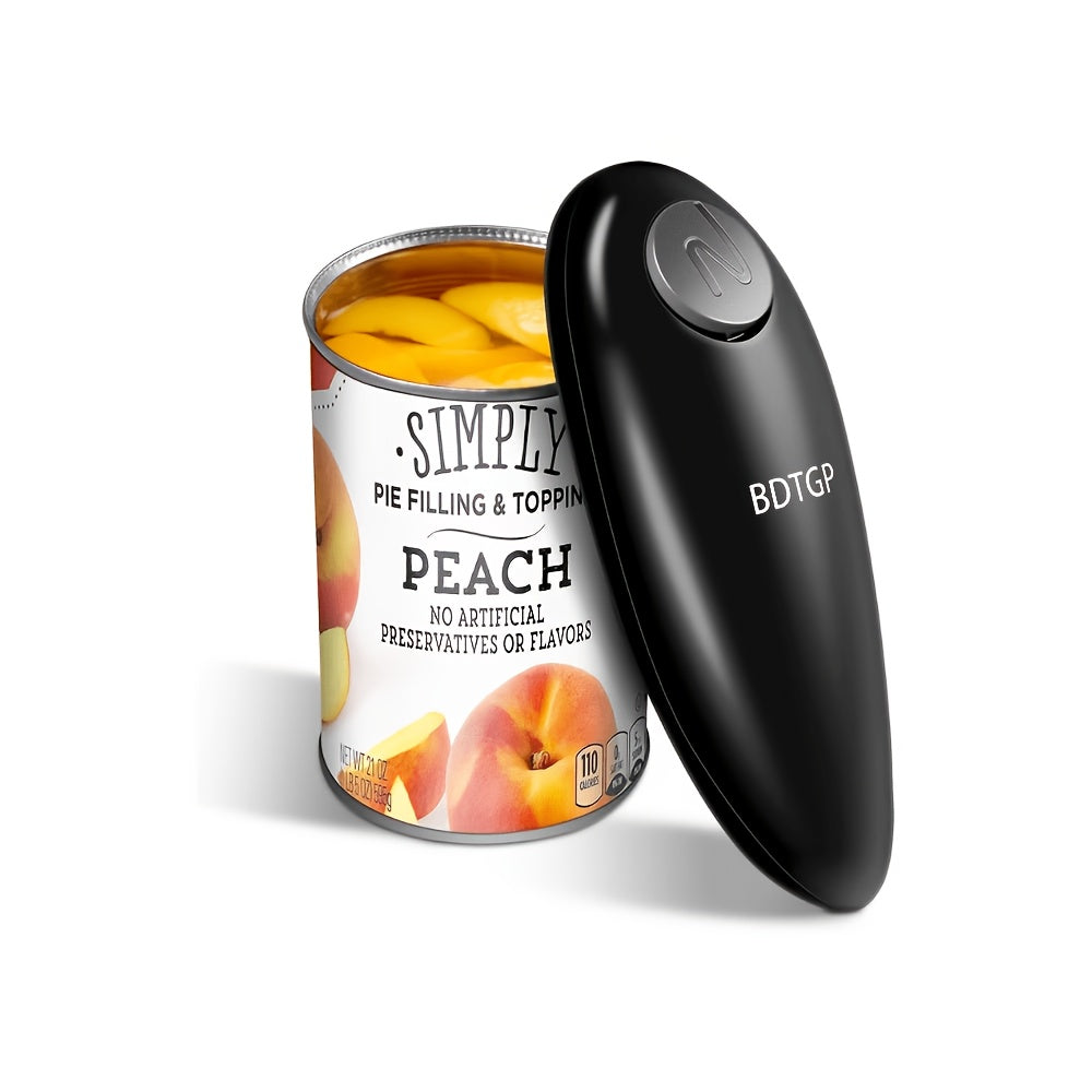 One-Touch Automatic Electric Can Opener – Smooth Edge Safety Can Opener for Arthritis & Elderly, Hands-Free Effortless Operation, Compact Design, No Sharp Edges, Black or Red