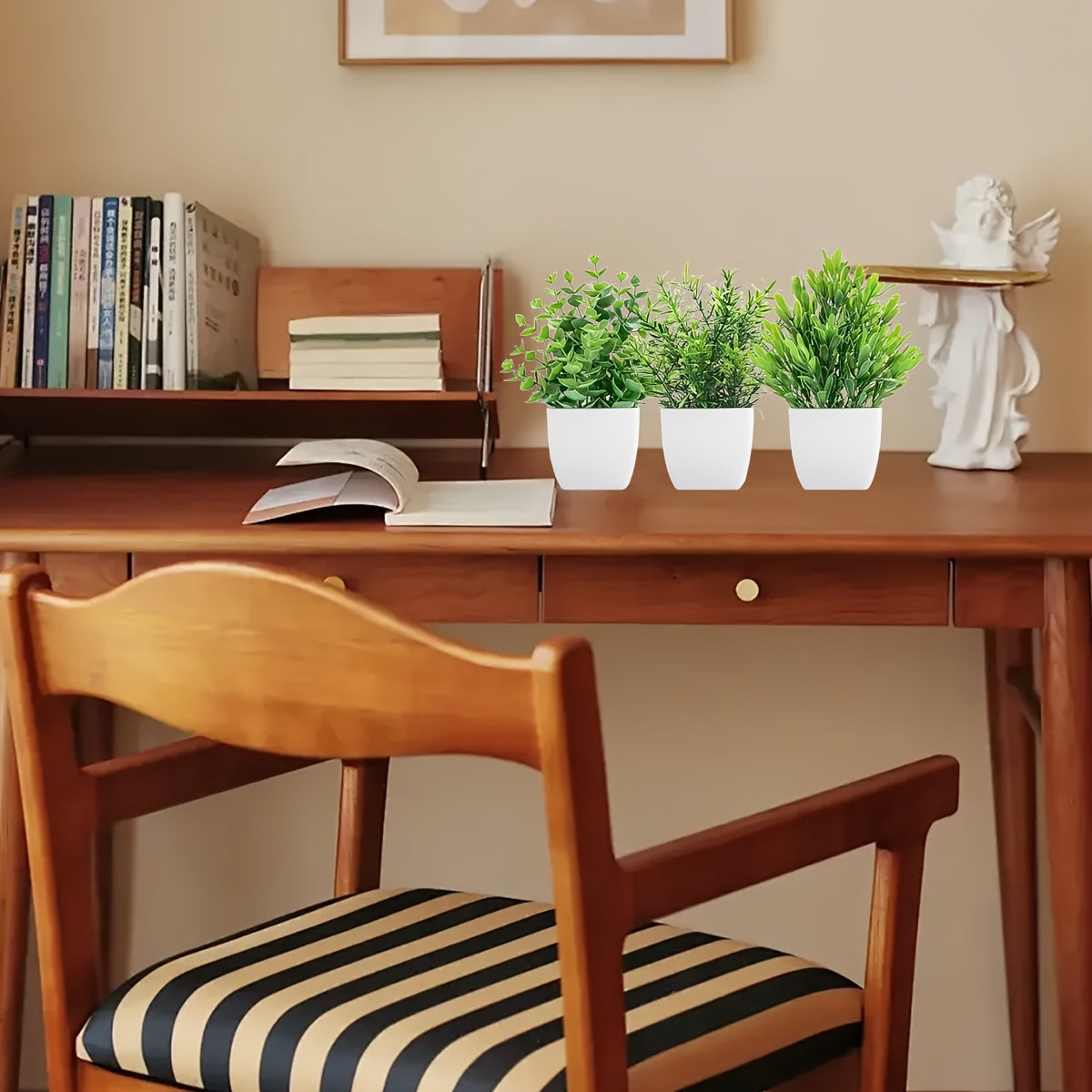 Small Artificial Potted Plants Set of 8 – Fake Mini Greenery in Square Pots for Desk, Office, Bathroom & Home Decor – Indoor Plastic Plants No Maintenance Tabletop Decor