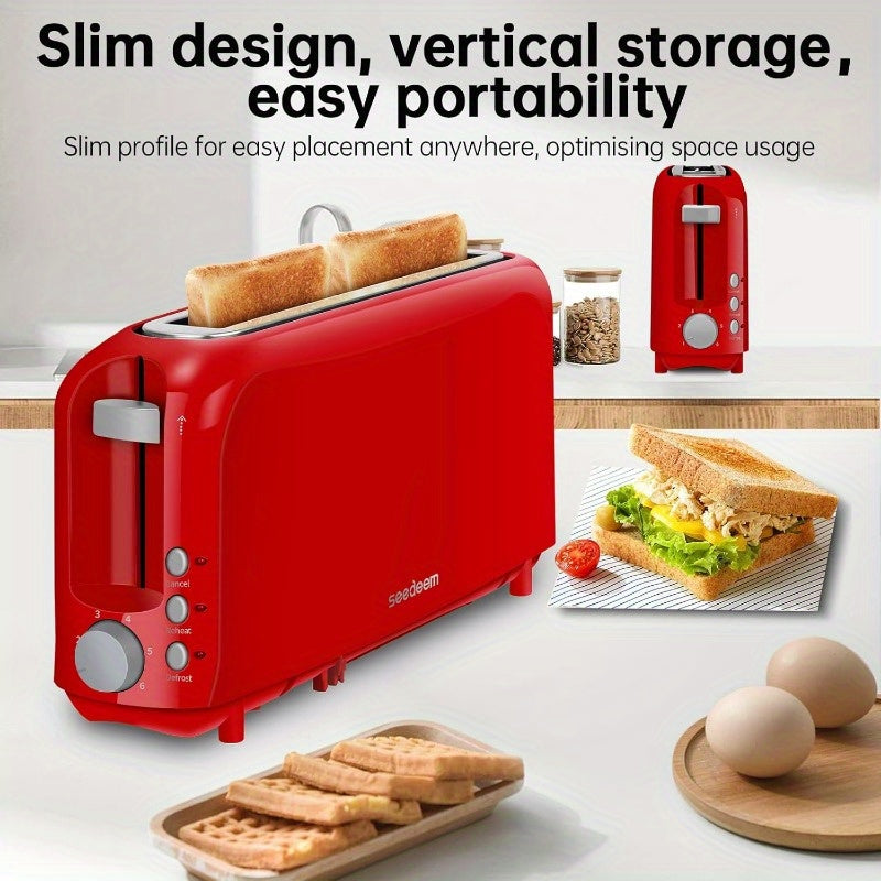 Ultra-Slim 2-Slice Toaster 750W, Wide Slot for Bread Bagels & Waffles, 6 Browning Levels, Cancel Reheat & Defrost, Auto Pop-Up, Removable Crumb Tray – 5 Colors