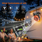 Camping Fan 20000mAh Battery LED Light 4-Speed Brushless Motor 180 Degree Oscillation 22-26H Runtime Portable Rechargeable Outdoor Fan for Camping Hiking Picnic Emergency Power Outage Green