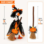 Witch Goose Dress-Up Set 4 Piece – 7-Inch Halloween Goose Statue Costume with Black Mesh Cape, Hat, Lining & Pumpkin Broom | Tabletop Goose Decor Outfit for Indoor & Porch Decoration