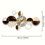 3D Metal Wall Clock 31x17 Inch Large Decorative Silent Non-Ticking Modern Wall Art Clock for Living Room Bedroom Creative Big Statement Home Decor
