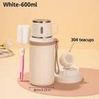 Vacuum Insulated Water Bottle 600ml 316 Stainless Steel Double Wall – Leak-Proof Lid with Handle for Travel, Gym, Office & Outdoors