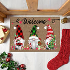 Christmas Gnome Doormat Non-Slip Machine Washable 6mm Thick Holiday Welcome Mat 100% Polyester Winter Home Decoration Indoor Outdoor Entry Rug - 19.6x31.4 and 31x47 Inch