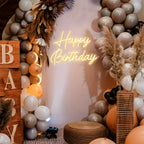 Happy Birthday Neon Sign Dimmable with Tropical Leaf Design, USB Powered LED Wall Decor, 16.5" x 12.2" – Birthday Party Decoration