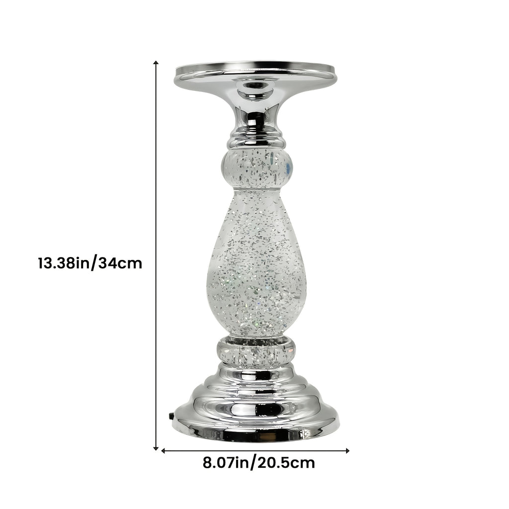 LED Swirling Candle Holder with On/Off Switch – Polished Acrylic Pedestal Base for 3-Wick Candles, Elegant Home Décor & Holiday Gift, Silver & Gold
