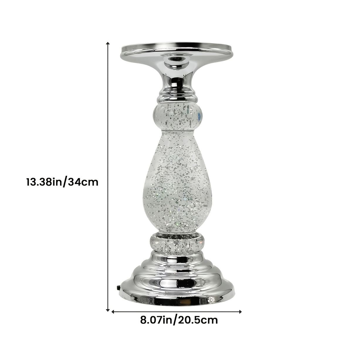 LED Swirling Candle Holder with On/Off Switch – Polished Acrylic Pedestal Base for 3-Wick Candles, Elegant Home Décor & Holiday Gift, Silver & Gold
