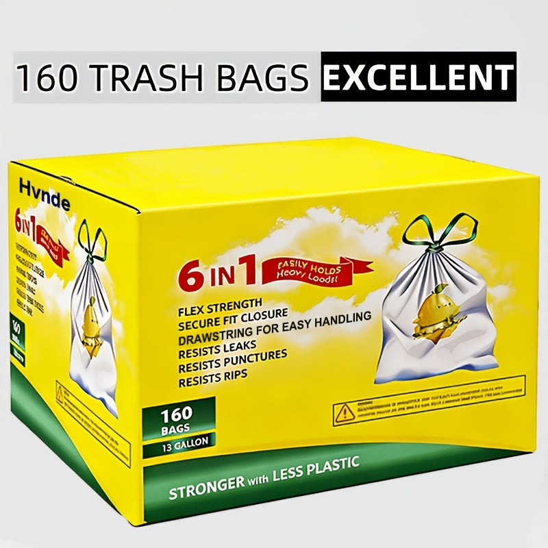 13 Gallon Trash Bags Heavy Duty Thickened Tear-Resistant Garbage Bags for Kitchen Office Bedroom Outdoor Courtyard 15kg Capacity 75 or 160 Count Multi-Purpose