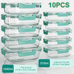 Borosilicate Glass Food Storage Containers Set with Lids – 10/17 Piece Airtight Meal Prep Bento Boxes, BPA Free, Microwave & Dishwasher Safe, Mixed Colors