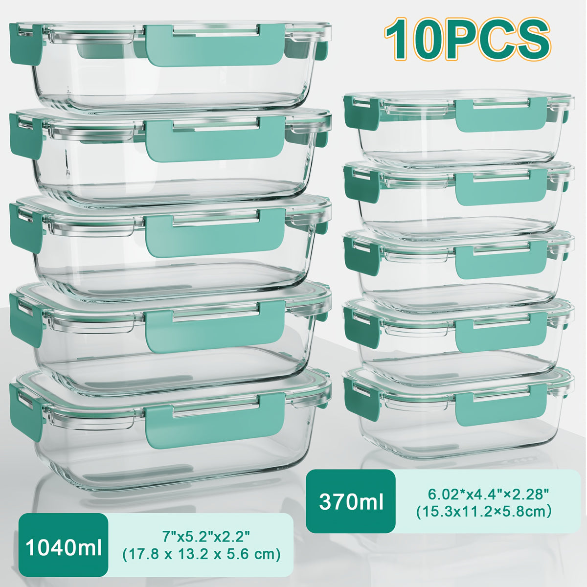 Borosilicate Glass Food Storage Containers Set with Lids – 10/17 Piece Airtight Meal Prep Bento Boxes, BPA Free, Microwave & Dishwasher Safe, Mixed Colors