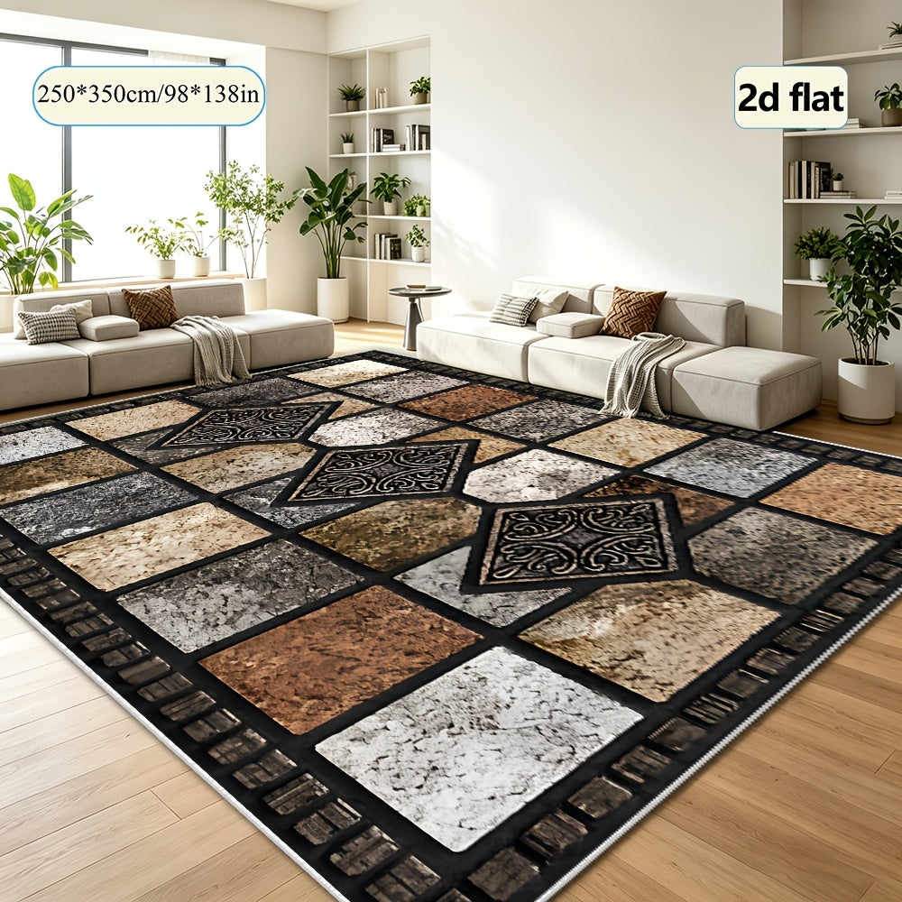 Vintage Art Area Rug Elegant Decorative Accent for Living Room Bedroom Office Study – Easy Clean Warm Cozy Home Decor Multiple Sizes