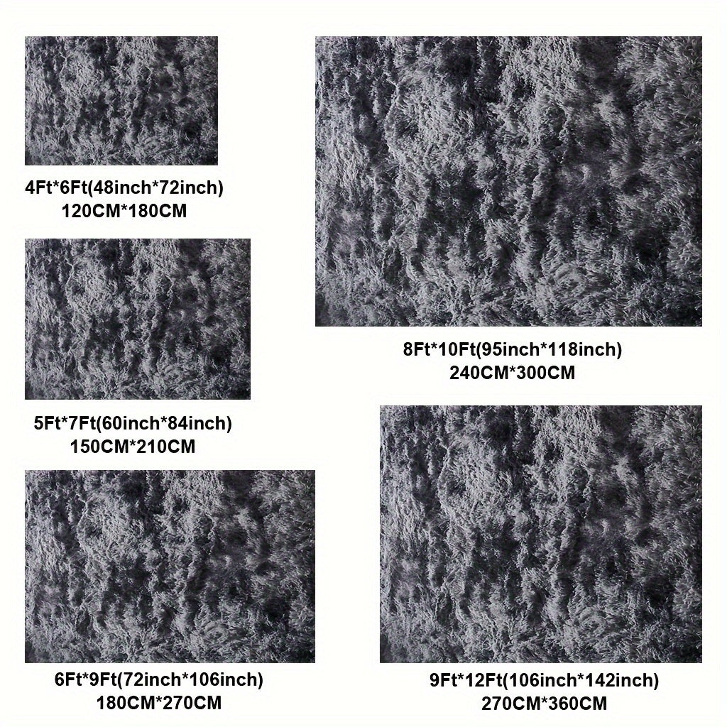 Velvet Shag Area Rug with Non-Slip Backing – Super Soft Plush Indoor Carpet for Living Room, Bedroom & Kitchen, Tie-Dye & Solid Colors, 5 Sizes