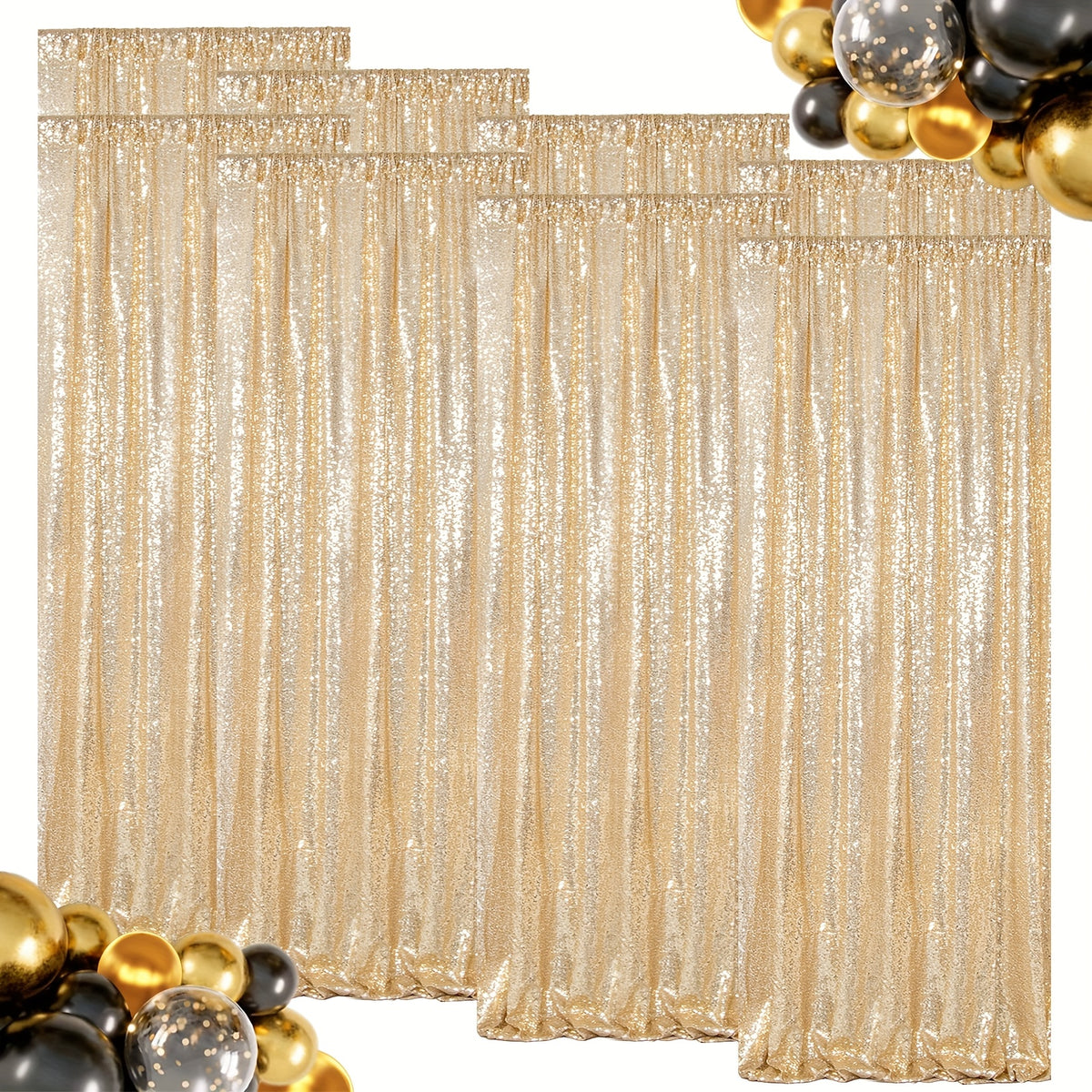 Sequin Backdrop Curtains – Glitter Party & Wedding Background Panels, 2ft×8ft per Panel, 4/6/8 Panel Sets, 29 Colors for Birthday, Stage, Bridal & Event Decor