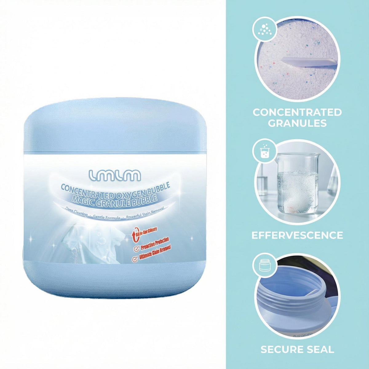 Oxygen Bubble Concentrated Detergent Powder 14.1oz Deep Clean Whitening White Clothes Color Boost HE Safe Septic Safe Laundry Powder for All Washing Machines