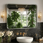 Metal Framed Rounded Rectangle Wall Mirror for Bathroom – Over Sink, Horizontal or Vertical Hanging, Modern Farmhouse Decor, Matte Black, Gold & Silver, Multiple Sizes 16x20 to 36x48 In