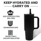 40oz Insulated Tumbler with Straw & Handle - Double Wall Stainless Steel Vacuum Cup for Hot & Cold Drinks, Reusable Travel Mug, 8 Colors | Nuvia Haven