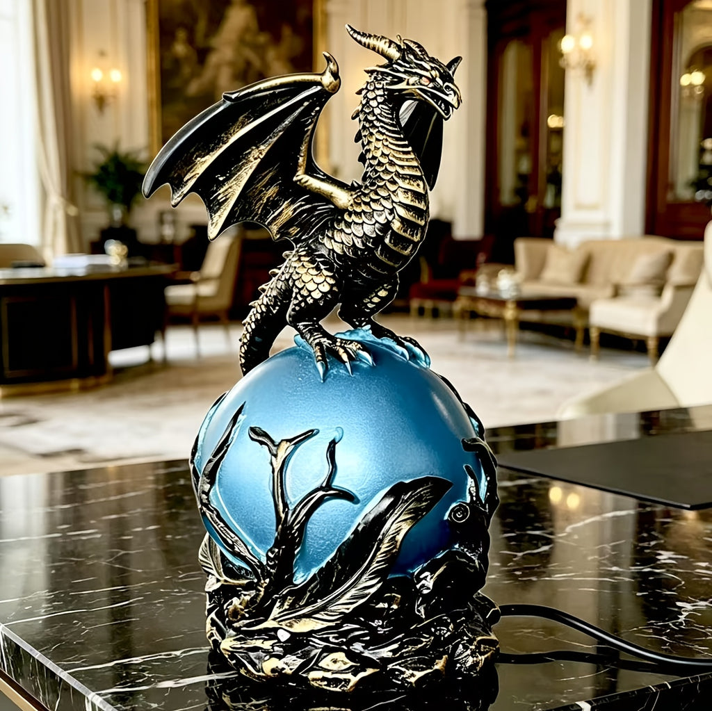Gothic USB Night Light LED Resin Carving with Luminous Sphere – Ambient Bedroom Living Room Decor Light for Festival Parties, Collectors & Gothic Gift Enthusiasts
