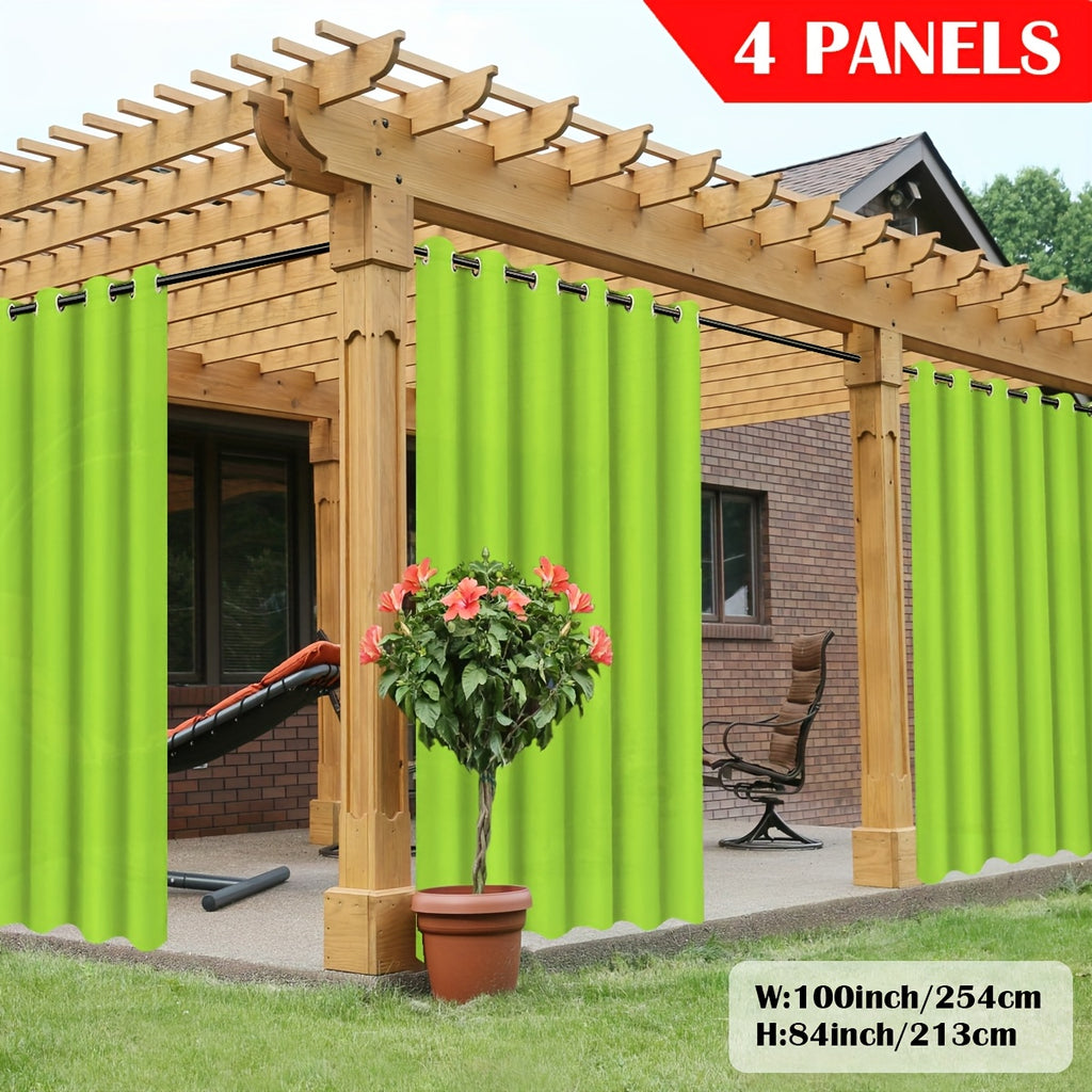 Outdoor Curtain Panels for Patio Gazebo Porch – Weather-Resistant, Light-Filtering Sun Block Privacy Drapes, 4 Panels, Multiple Sizes & Colors