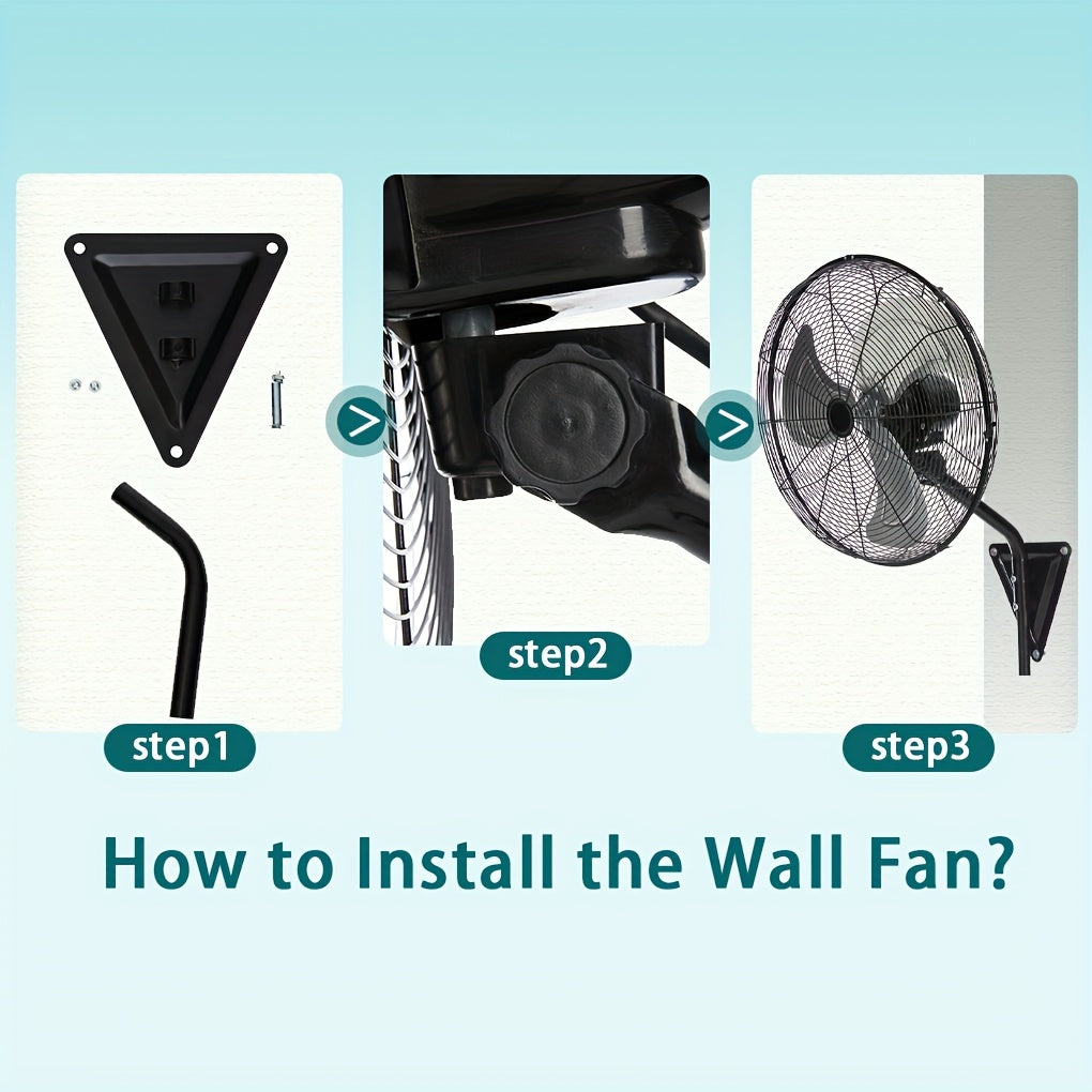 Industrial Wall-Mount Oscillating Fan – 7000 CFM High Velocity, 3-Speed, 120° Auto-Swing, Ultra-Quiet <55dB, for Home, Garage & Warehouse | 20” / 24” / 30”