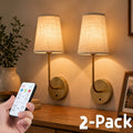 Touch Dimmable LED Wall Sconce with Remote USB Battery Backup 3 Color Temperatures Timer for Bedroom Living Room Hallway Low Voltage