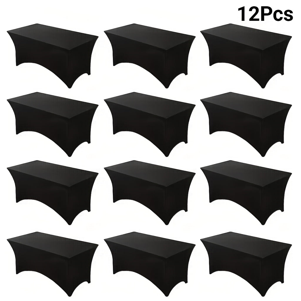 Spandex Fitted 6FT Tablecloth for Rectangular Tables – Wrinkle-Resistant Elastic Table Cover for Parties, Weddings, Trade Shows & Events – 2/4/8/12-Pack in Black, White & Light Yellow