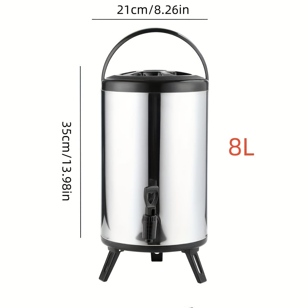 Stainless Steel Insulated Beverage Dispenser with Spigot – Food-Grade 304 Hot & Cold Drink Bucket for Tea, Coffee, Juice & Water, Party Serving Container (6L or 2.11gal)