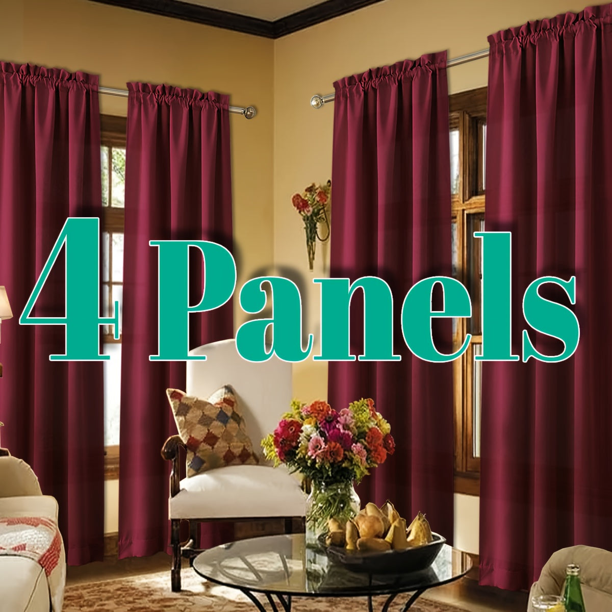 Light Filtering Curtains 4 Panels Solid Color Rod Pocket – Soft Brushed Sheer Window Drapes for Living Room Bedroom Office, 8 Sizes 10 Colors