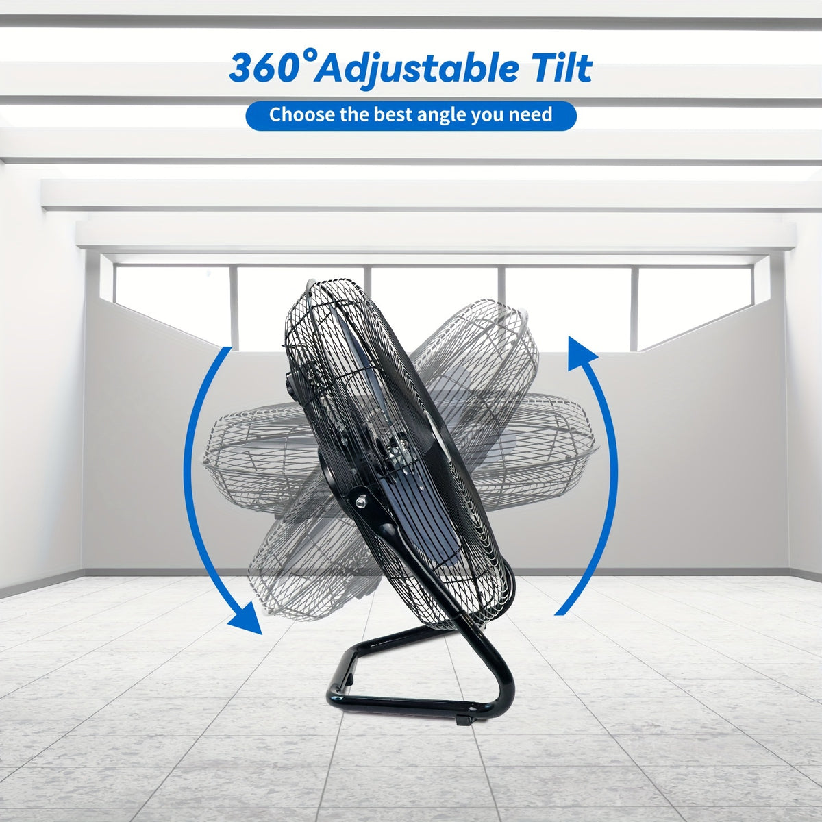 High-Velocity Industrial Floor Fan, 9" or 20", 3-Speed Metal Construction, for Garage, Workshop, Commercial & Home Use